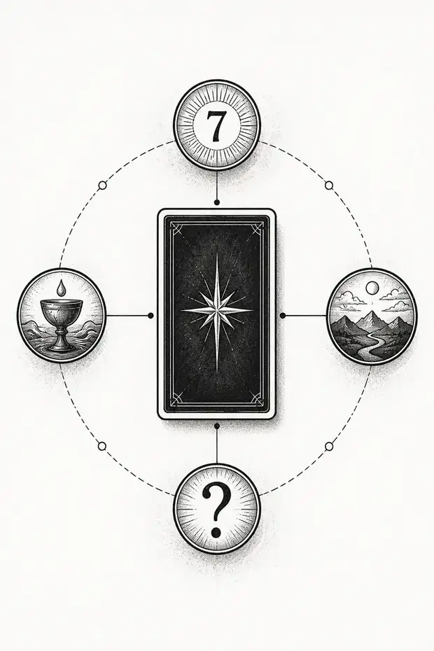 Monochrome instructional illustration connected to The Tarot Number Code