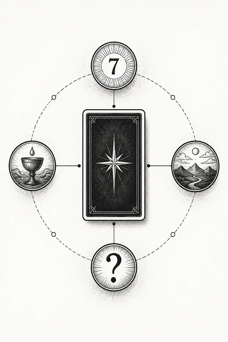 Monochrome instructional illustration connected to The Tarot Number Code