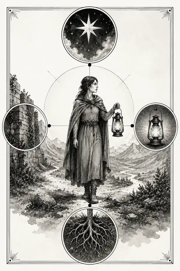 Monochrome instructional illustration connected to See the Card Clearly