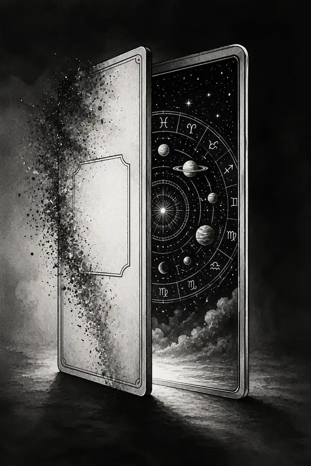 Monochrome instructional illustration connected to Reading the Stars in Tarot